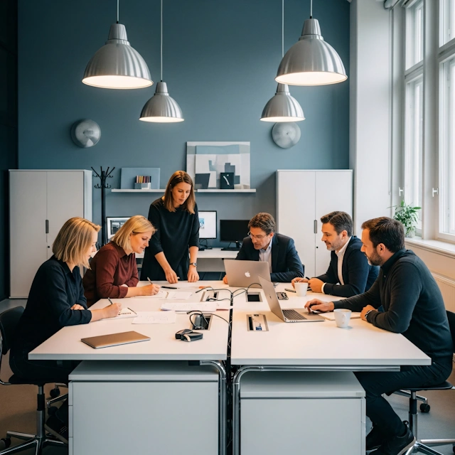 The Market Winners team meeting in office
